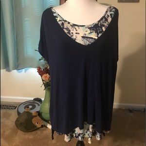Layered look stretchy plus sized top